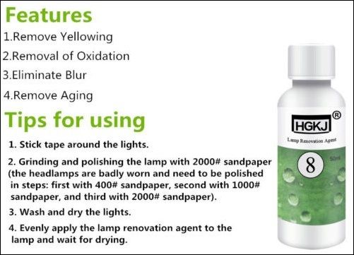 HGKJ-8 Car Headlight Restoration Agent 50ml – Powerful Cleaner for Crystal Clear Shine, Scratch Removal & UV Protection | Restores Yellow, Foggy & Oxidized Headlights Instantly