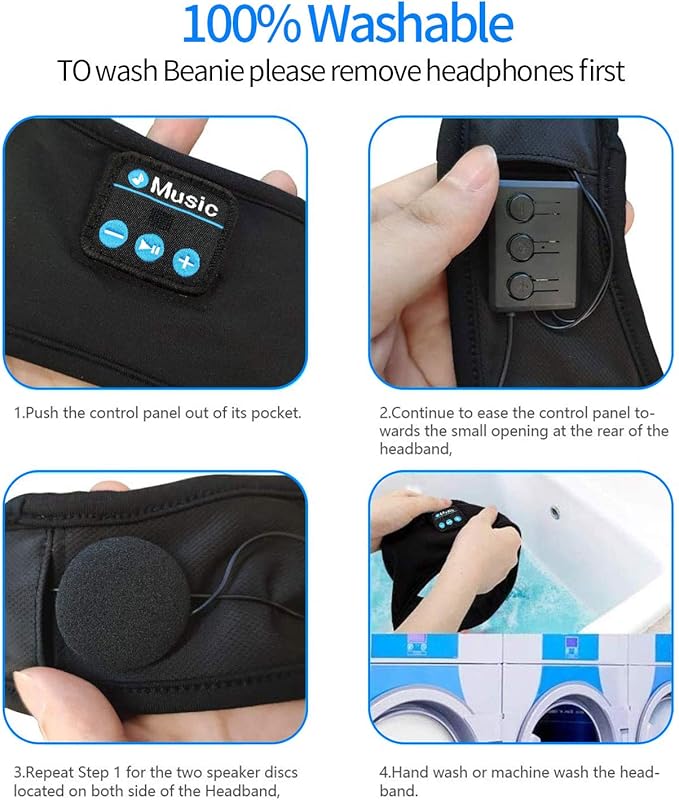 Wireless Bluetooth Music Headband with Built-In Headphones | Sports, Running, Gym & Sleep Headband – Hands-Free, Comfortable & Rechargeable