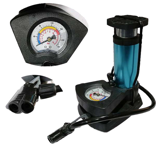 Foot & Hand Air Pump with Pressure Gauge | Fast Portable Inflator for Car, Bike, Cycle Tires, Balls & Inflatables
