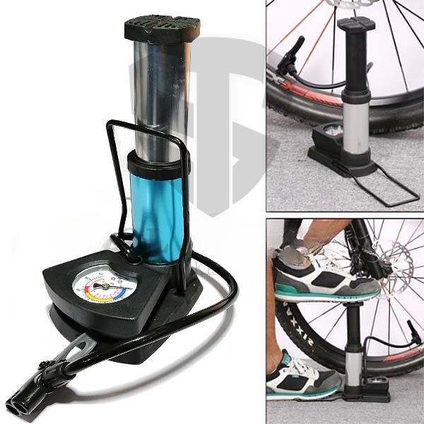Foot & Hand Air Pump with Pressure Gauge | Fast Portable Inflator for Car, Bike, Cycle Tires, Balls & Inflatables