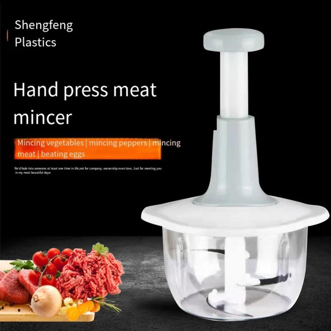 Manual Hand Push Chopper 1.5L – Multi-Functional Vegetable Cutter, Meat Grinder, Slicer & Grater | Fast Push Chopper for Kitchen (Random Color)