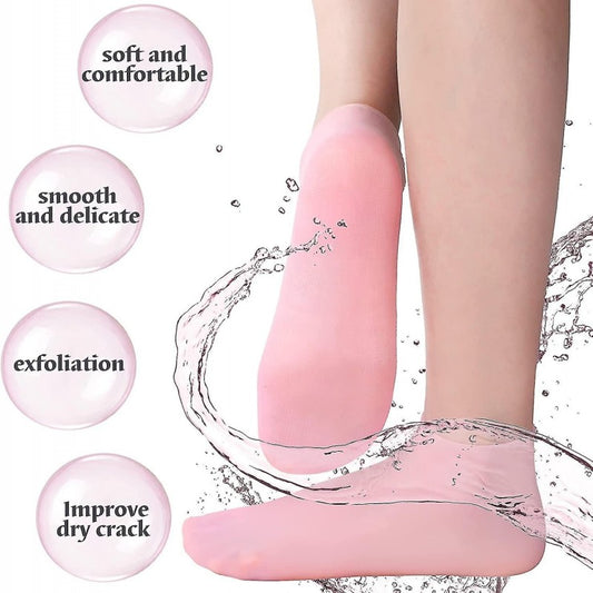 Silicone Gel Moisturizing Socks | Heel Repair & Foot Care Protector | Cracked Heel Treatment, Reusable Waterproof Gel Socks (1 Pair)