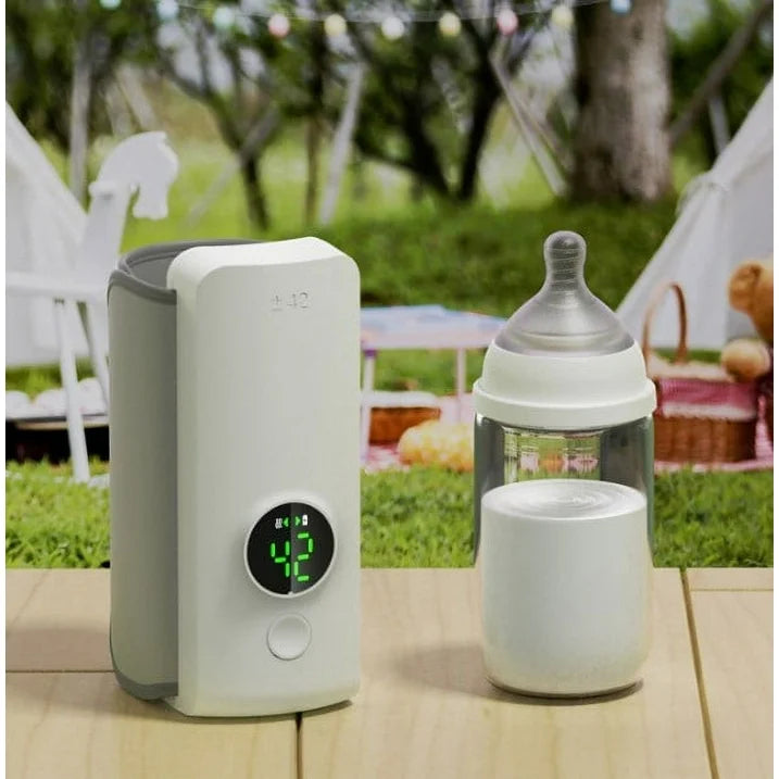 Portable USB Rechargeable Baby Bottle Warmer | Moclever Battery-Powered Milk Heater with Digital Display & 6 Heating Levels – Perfect for Travel