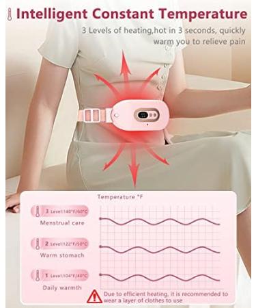Cramp Relief Belt – Portable Menstrual Heating Pad | 3 Heat Levels & 4 Massage Modes | Electric Heating Belt for Period Pain Relief for Women & Girls