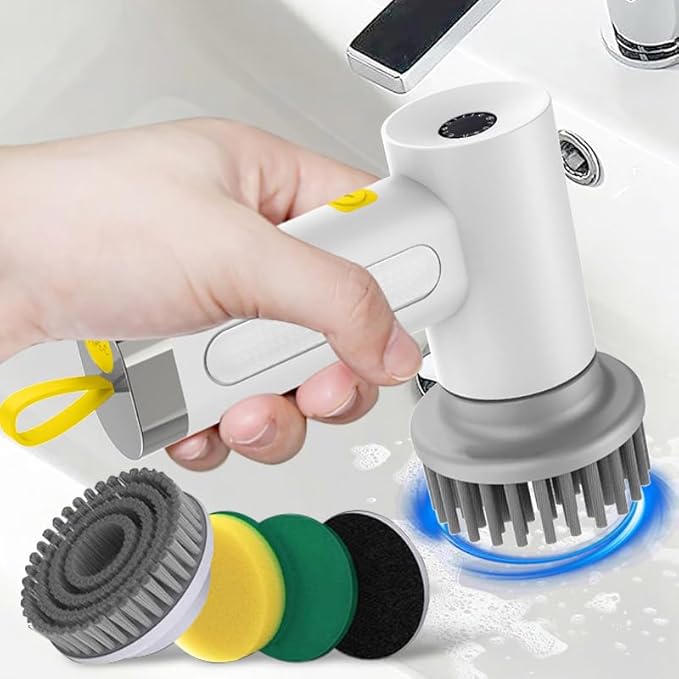 Electric Cleaning Brush with Multiple Attachments | 360° Rotating Power Scrubber for Bathroom, Kitchen, and Home Cleaning