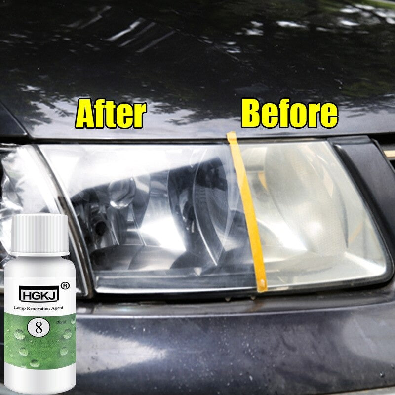 HGKJ-8 Car Headlight Restoration Agent 50ml – Powerful Cleaner for Crystal Clear Shine, Scratch Removal & UV Protection | Restores Yellow, Foggy & Oxidized Headlights Instantly