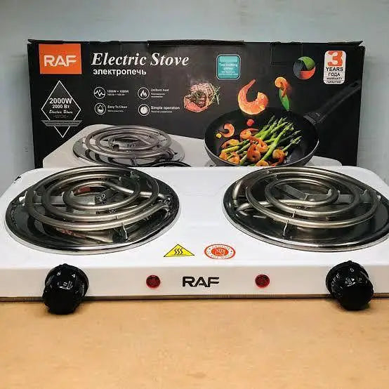 RAF Double Electric Stove & Hot Plate Cooker R.8020B – 2000W Dual Burner Portable Electric Cooking Stove with Uniform Heating & Adjustable Temperature Control