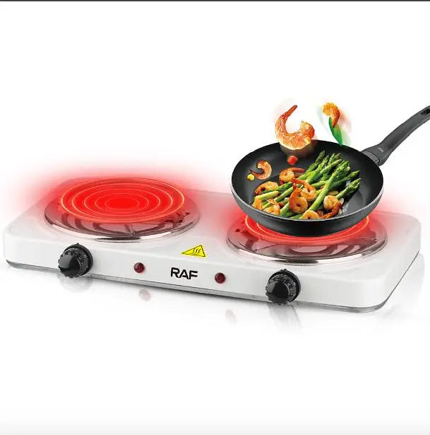 RAF Double Electric Stove & Hot Plate Cooker R.8020B – 2000W Dual Burner Portable Electric Cooking Stove with Uniform Heating & Adjustable Temperature Control