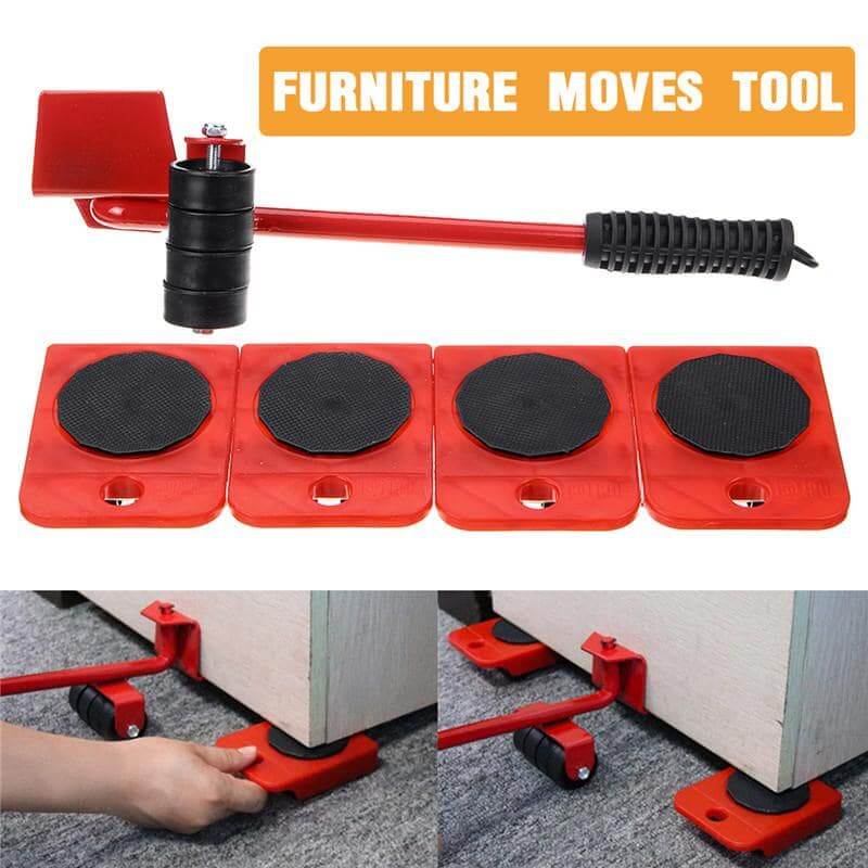 (5-in-1) Heavy Furniture Moving Tool Kit – Professional Lifter & 360° Sliding Wheel Corner Mover Set for Sofa, Bed, Cupboard, Appliances Shifting & Home Cleaning
