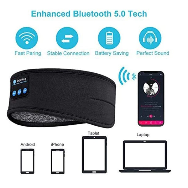 Wireless Bluetooth Music Headband with Built-In Headphones | Sports, Running, Gym & Sleep Headband – Hands-Free, Comfortable & Rechargeable