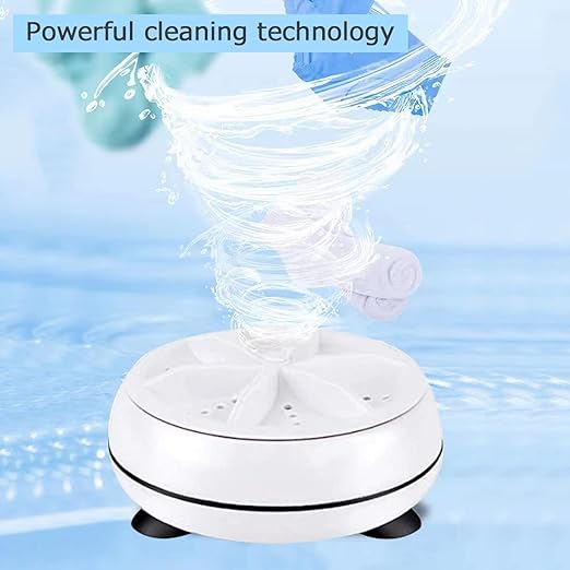 Portable USB Mini Washing Machine | Ultrasonic Rotating Turbine Washer for Travel, Socks, Underwear, Dishes & Small Clothes