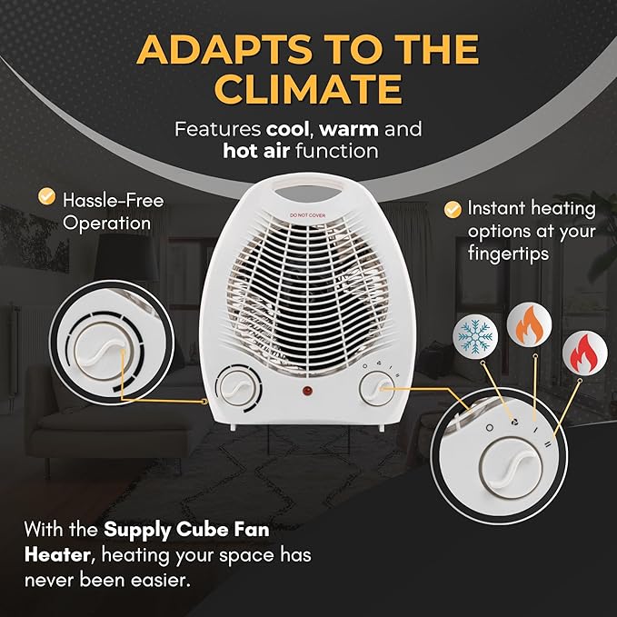 Oasis SB-20R (C) Electric Blower Heater | Portable Room & Office Fan Heater – Adjustable Heat Settings, Fast Heating, and Energy Efficient