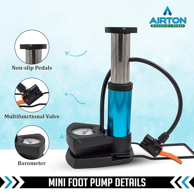 Foot & Hand Air Pump with Pressure Gauge | Fast Portable Inflator for Car, Bike, Cycle Tires, Balls & Inflatables