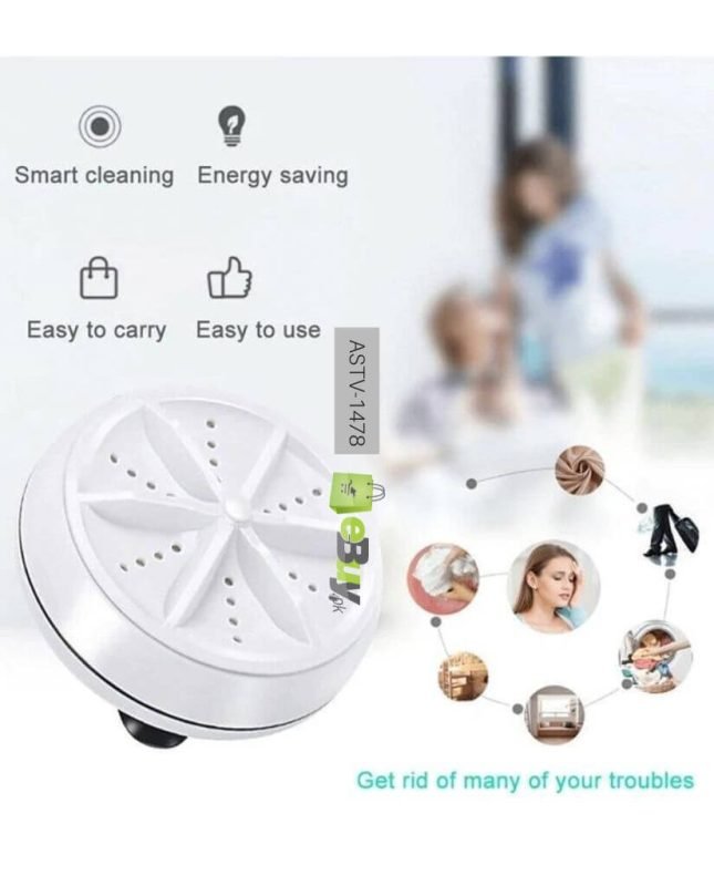 Portable USB Mini Washing Machine | Ultrasonic Rotating Turbine Washer for Travel, Socks, Underwear, Dishes & Small Clothes