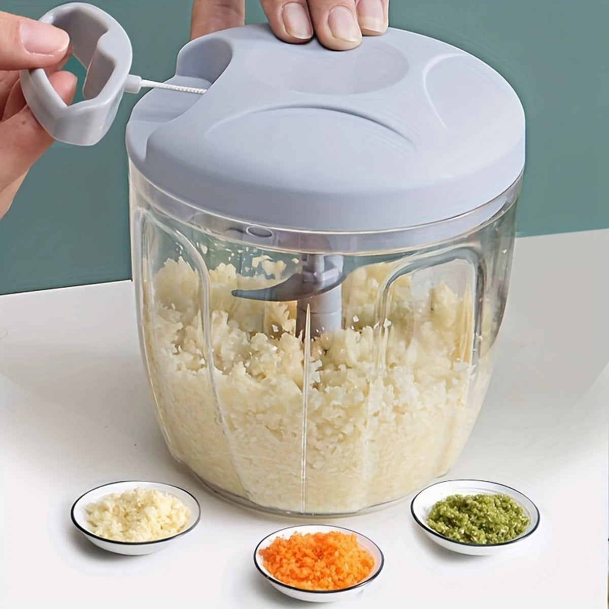 Hand Pulled Multipurpose Chopper & Cutter | Manual Rope Chopper for Vegetables, Fruits & Meat | Fast Food Processor (Random Color)