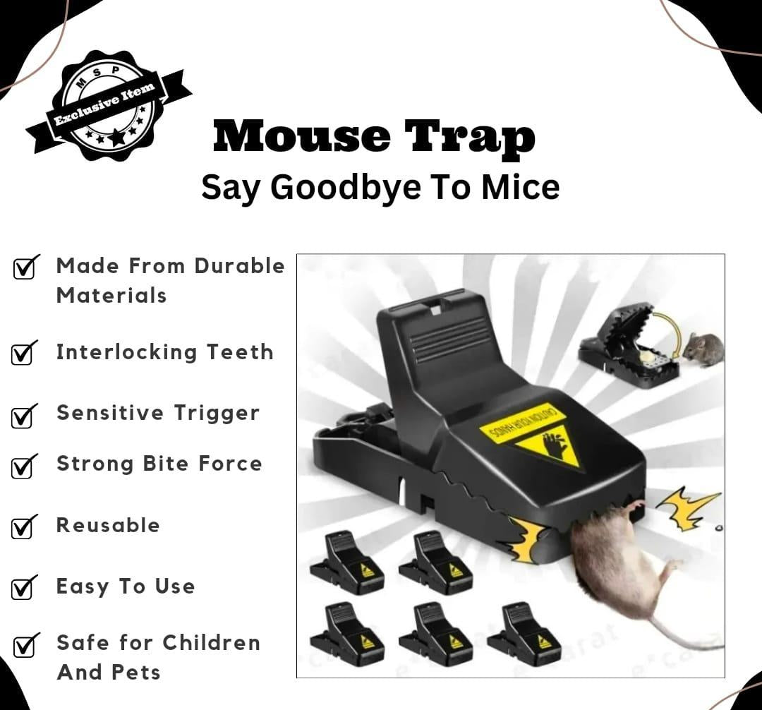 Heavy Duty Plastic Mouse Trap – Reusable Mouse Catcher | Best Quality Rodent Control Trap for Home, Kitchen & Office – Easy, Safe & Effective (Pack of 1)