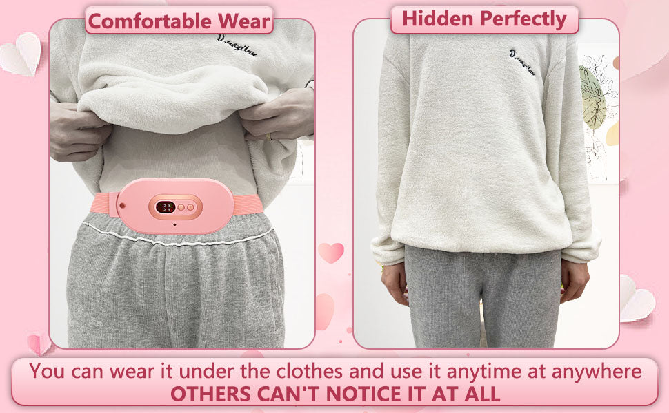 Cramp Relief Belt – Portable Menstrual Heating Pad | 3 Heat Levels & 4 Massage Modes | Electric Heating Belt for Period Pain Relief for Women & Girls