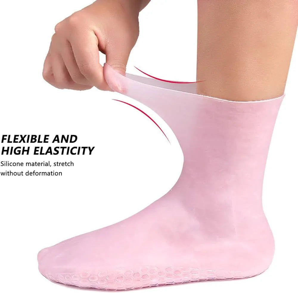 Silicone Gel Moisturizing Socks | Heel Repair & Foot Care Protector | Cracked Heel Treatment, Reusable Waterproof Gel Socks (1 Pair)