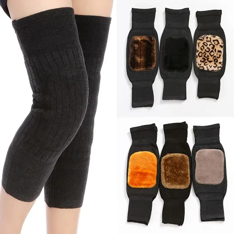 Unisex Cashmere Wool Knee Warmers (Pair) – Winter Thermal Knee Brace Pads for Men & Women | Velvet Knee Protector for Pain Relief & Warmth (Random Color)