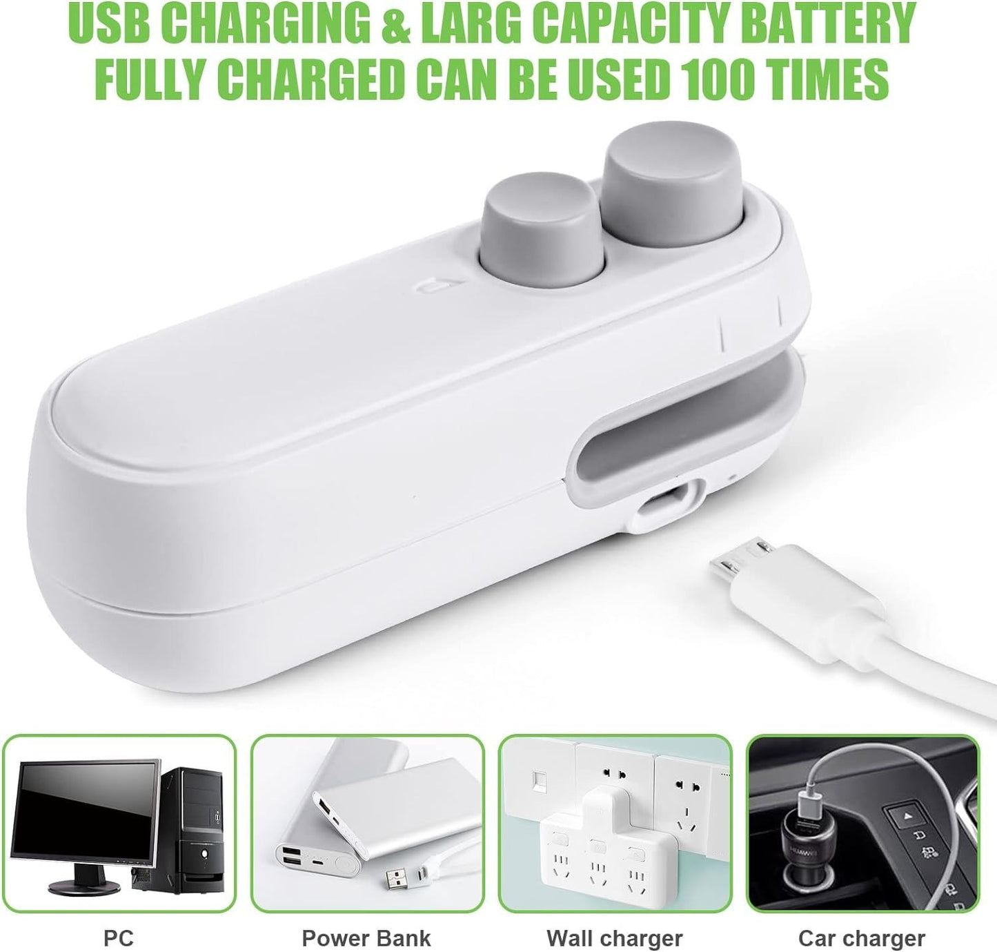 Portable Mini Food Bag Sealer & Cutter | USB Rechargeable Heat Sealing Machine for Snacks, Plastic & Food Bags – Compact Kitchen Gadget (Random Colour)