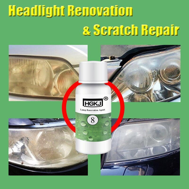 HGKJ-8 Car Headlight Restoration Agent 50ml – Powerful Cleaner for Crystal Clear Shine, Scratch Removal & UV Protection | Restores Yellow, Foggy & Oxidized Headlights Instantly