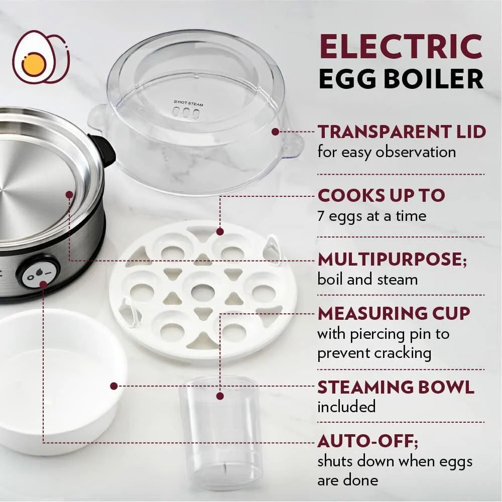 Electric Egg Boiler | Automatic Steamer Machine for Perfectly Boiled Eggs – Multi-Functional Egg Cooker for Home & Kitchen