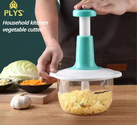 Manual Hand Push Chopper 1.5L – Multi-Functional Vegetable Cutter, Meat Grinder, Slicer & Grater | Fast Push Chopper for Kitchen (Random Color)