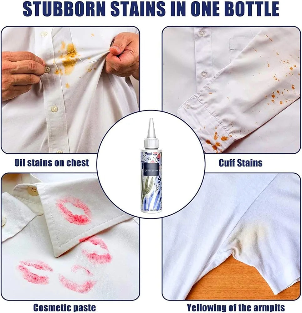Clothes Oil Stain Remover – Instant Fabric Cleaner Spray for Grease, Food, Makeup & Tough Stains | Quick Laundry Rescue Solution for All Fabrics