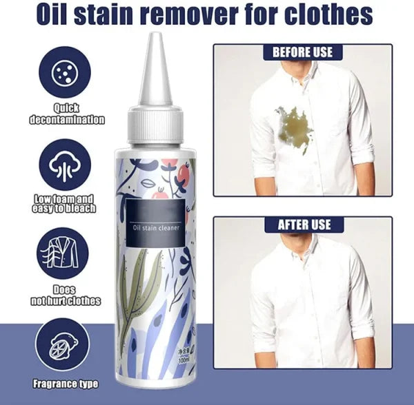 Clothes Oil Stain Remover – Instant Fabric Cleaner Spray for Grease, Food, Makeup & Tough Stains | Quick Laundry Rescue Solution for All Fabrics