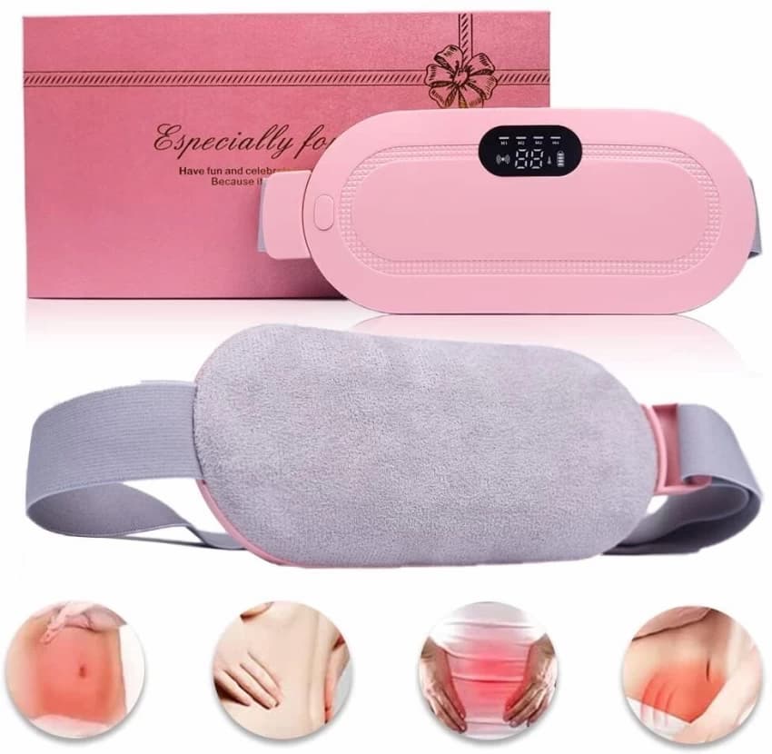 Cramp Relief Belt – Portable Menstrual Heating Pad | 3 Heat Levels & 4 Massage Modes | Electric Heating Belt for Period Pain Relief for Women & Girls