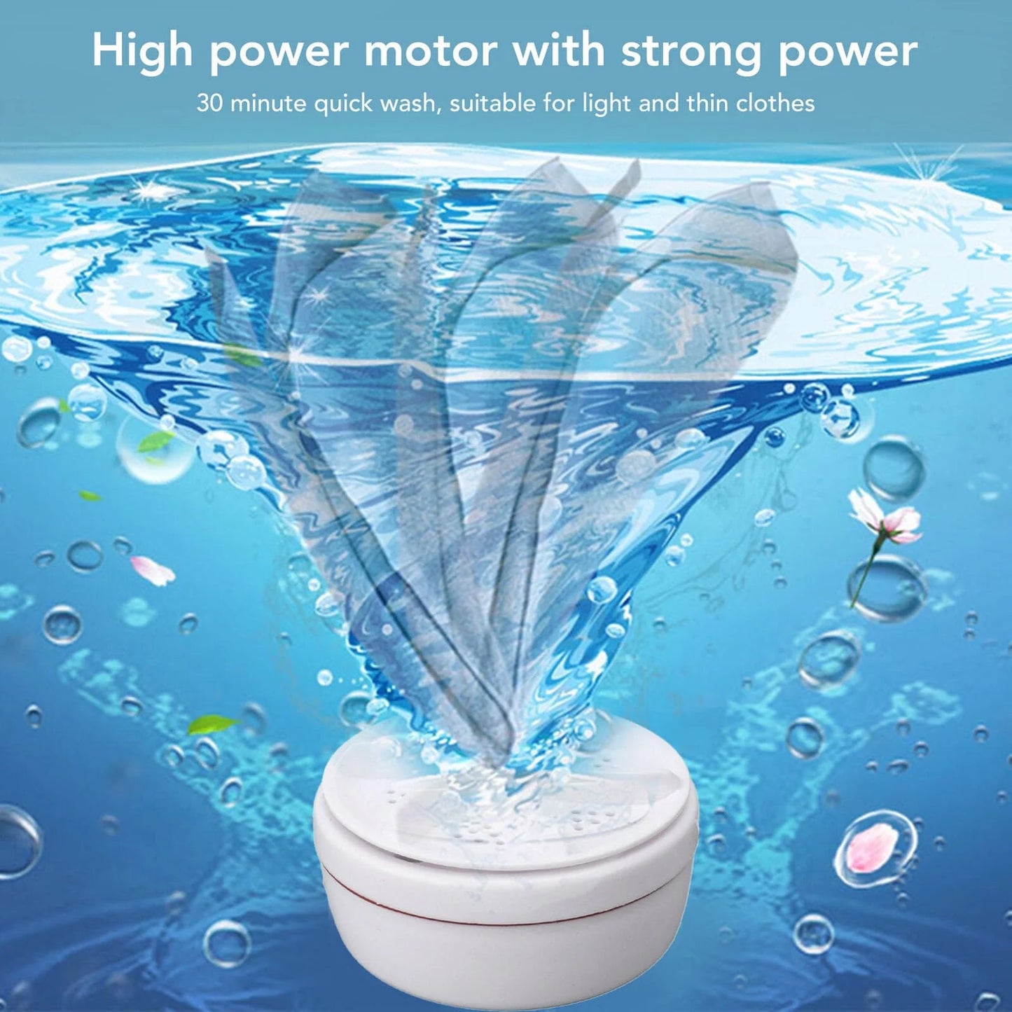 Portable USB Mini Washing Machine | Ultrasonic Rotating Turbine Washer for Travel, Socks, Underwear, Dishes & Small Clothes